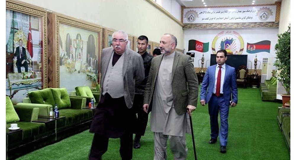 محمد حنیف اتمر با جنرال عبدالرشید دوستم، معاون اول ریاست جمهوری دیدار کرد - خبرگزاری افغان ایرکا