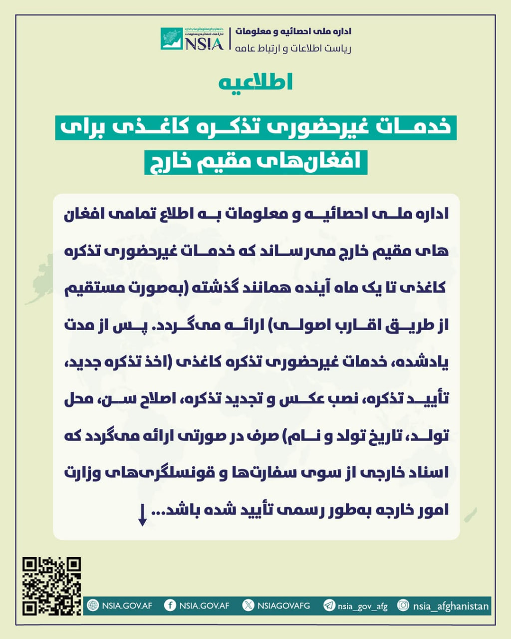 اطلاعیه خدمات غیرحضوری تذکره  کاغذی برای افغانستانی های مقیم خارج - خبرگزاری افغان ایرکا