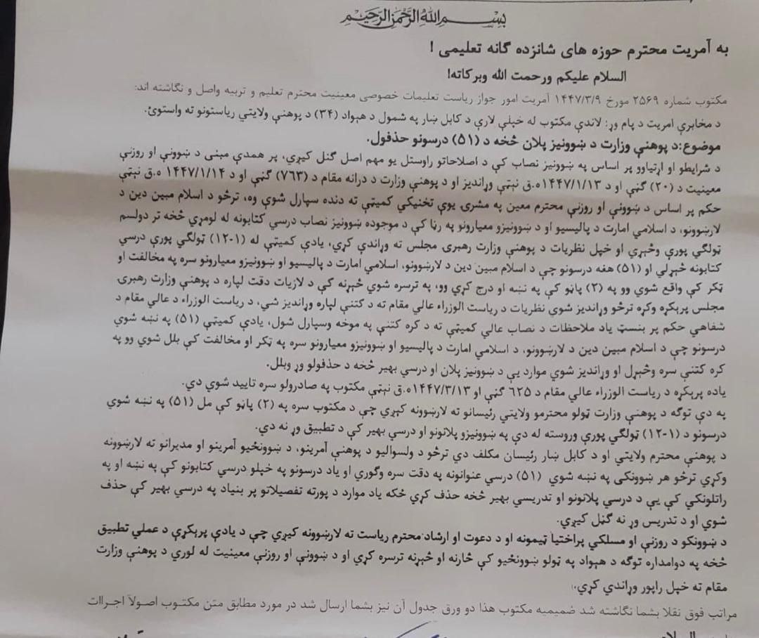 حذف 51 موضوع از از کتاب های درسی افغانستان؛ از زندگی نامه امام علی تا حقوق زنان و حقوق  بشر