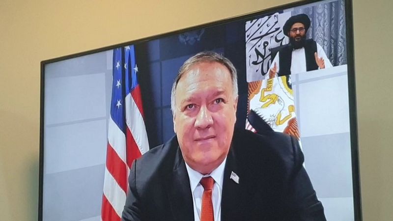 گفتگوی مایک پومپئو با ملا برادر از طریق ویدیو کنفرانس - خبرگزاری افغان ایرکا