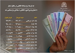 نرخ مبادله پول افغانی با ارزهای خارجی دوشنبه 8 جدی 1399 - خبرگزاری افغان ایرکا