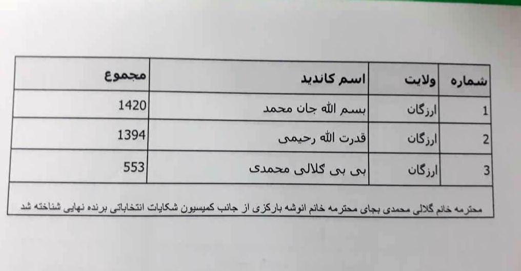 کمیسیون انتخابات نتایج نهایی انتخابات پارلمانی 9 ولایت را اعلام کرد - تصویر دوم خبر