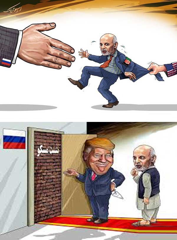 کاریکاتور غنی با تمایل اشتراک در نشست صلح مسکو - تصویر دوم خبر