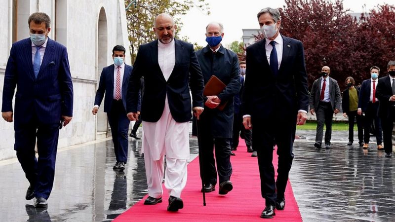 بلینکن وزیر امور خارجه آمریکا غیرمنتظره به کابل آمد و با اشرف غنی و عبدالله عبدالله دیدار کرد - خبرگزاری افغان ایرکا
