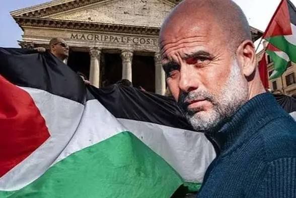 برافراشتن پرچم فلسطین توسط ستاره بارسلونا؛ گواردیولا حمایت کرد