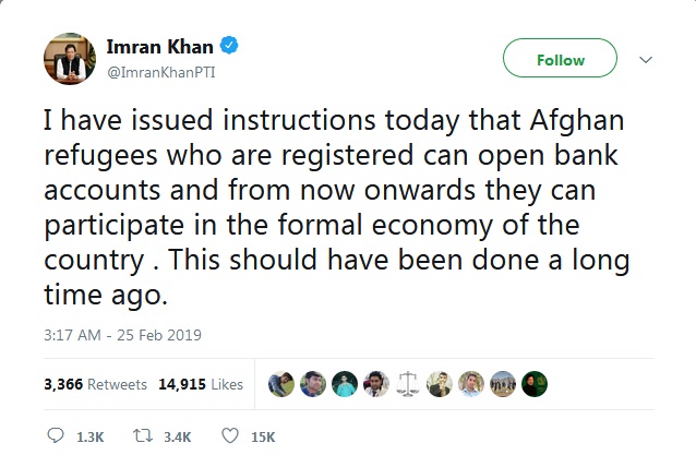 عمران خان: پناه جویان ثبت نام شده ی افغان می توانند در اقتصاد پاکستان سهم بگیرند - تصویر دوم خبر