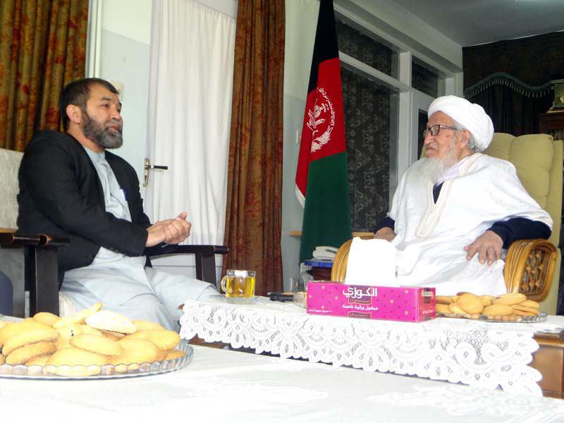 دبیرکل حزب رفاه ملی افغانستان با پروفیسور صبغت الله مجددی یکی از رهبران جهادی کشور دیدار و تبادل نظر نمود - تصویر دوم خبر