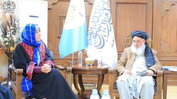  وزیر اقتصاد طالبان با رئیس یک سازمان بشردوستانه روی تقویت روابط اقتصادی گفتگو کرد