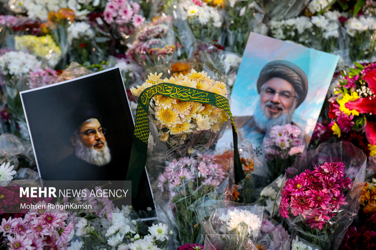  گلباران تصویر سید مقاومت در میدان فلسطین تهران 