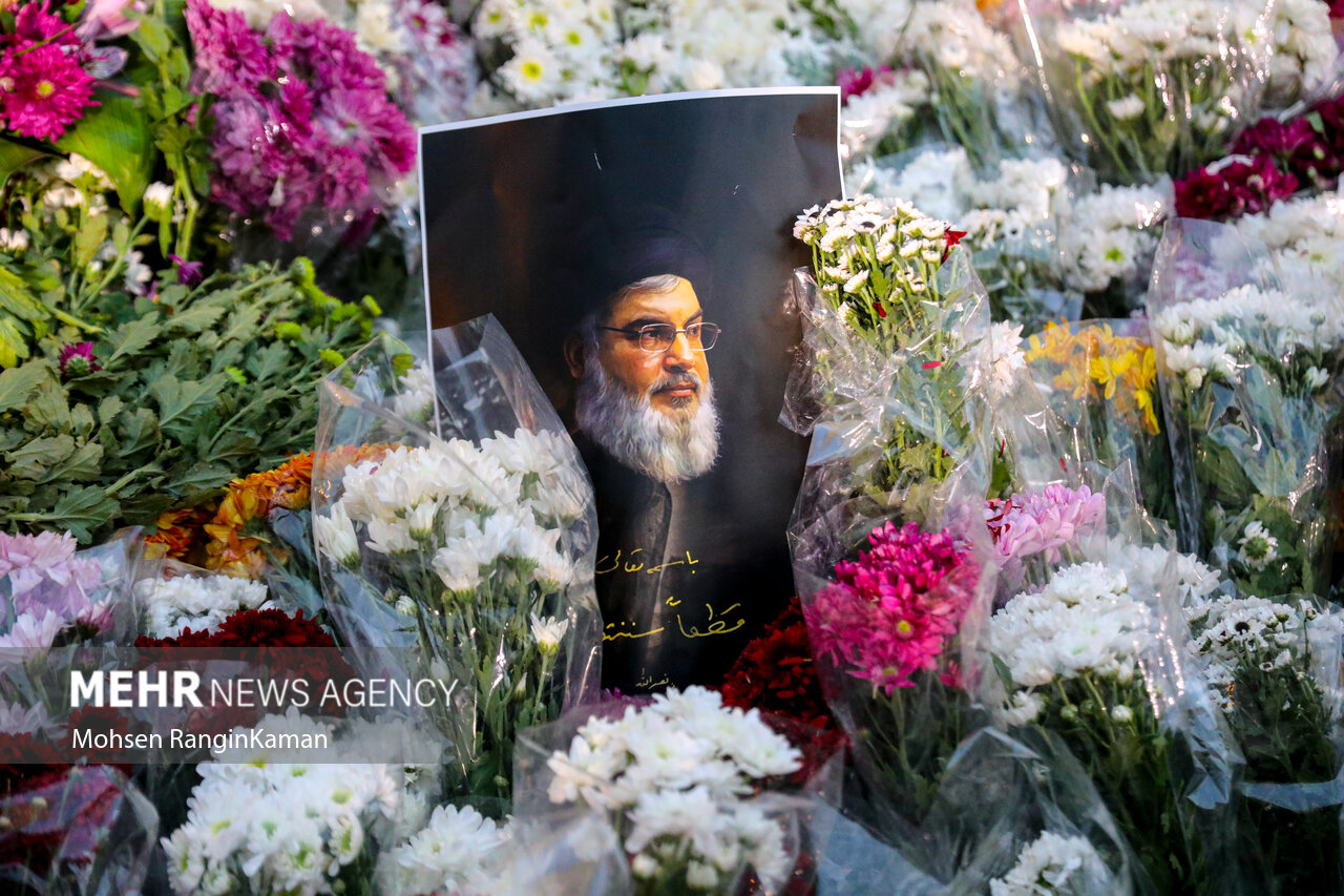  گلباران تصویر سید مقاومت در میدان فلسطین تهران 
