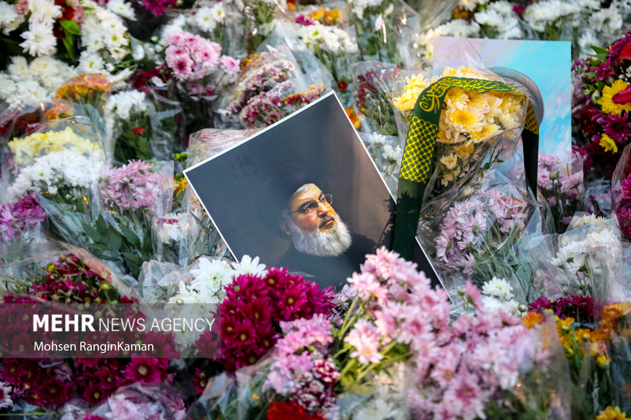 گلباران تصویر سید مقاومت در میدان فلسطین تهران 