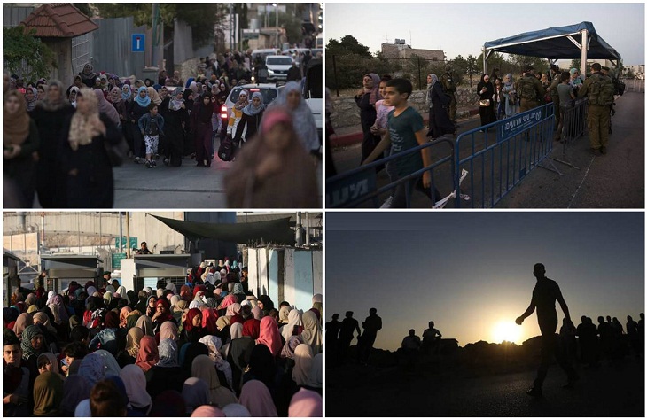 حرکت ده ها هزار فلسطینی به سمت مسجد الاقصی در صبح روز «قدس»