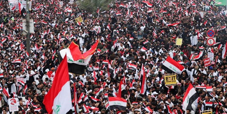 تظاهرات میلیونی عراقی ها در بغداد در محکومیت اشغالگری نظامی آمریکا